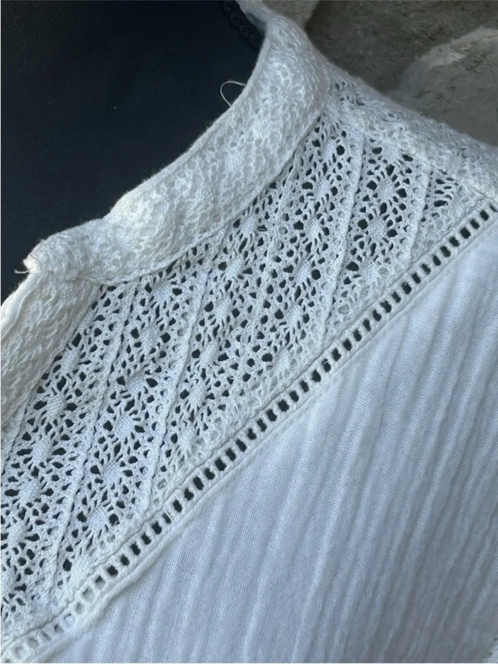 Free People Sachi Mini Dress Tunic Medium Cotton Tiered Crochet Festival NWOT - Picture 8 of 13